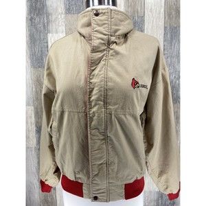 Vintage 1990s University of Louisville Size Small Beige Cardinal Bomber Jacket